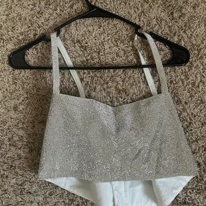 12th Tribe Glittering Silver Crop Top